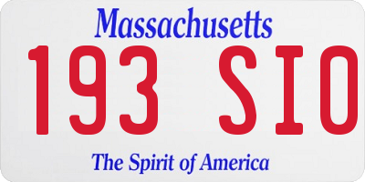 MA license plate 193SI0