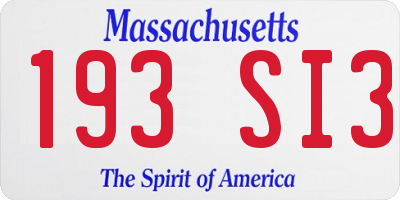 MA license plate 193SI3