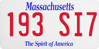 MA license plate 193SI7