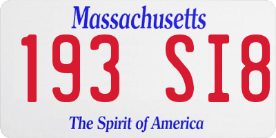 MA license plate 193SI8