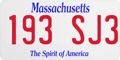 MA license plate 193SJ3
