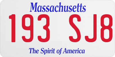 MA license plate 193SJ8