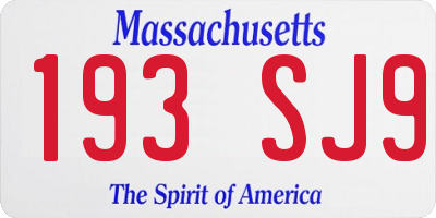 MA license plate 193SJ9