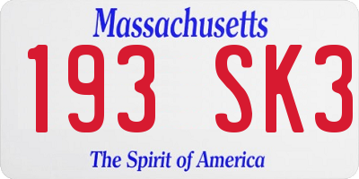 MA license plate 193SK3