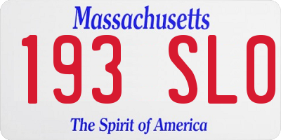 MA license plate 193SL0