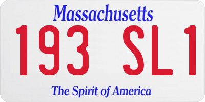 MA license plate 193SL1