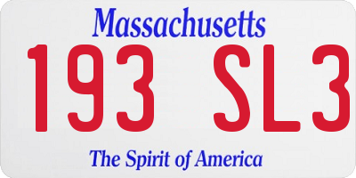 MA license plate 193SL3