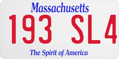 MA license plate 193SL4