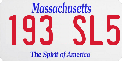 MA license plate 193SL5