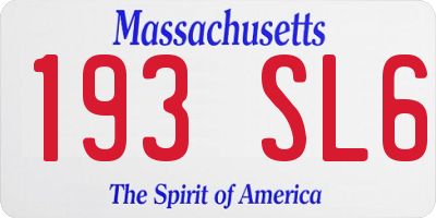 MA license plate 193SL6