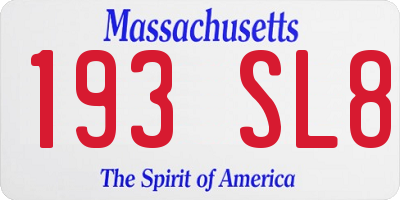 MA license plate 193SL8