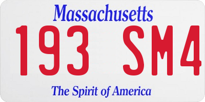 MA license plate 193SM4