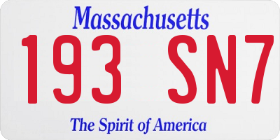 MA license plate 193SN7