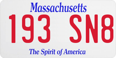 MA license plate 193SN8
