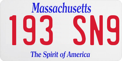 MA license plate 193SN9