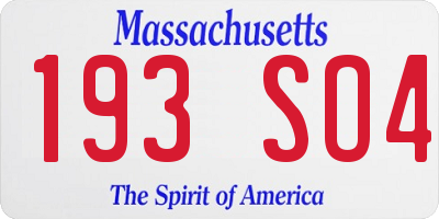 MA license plate 193SO4