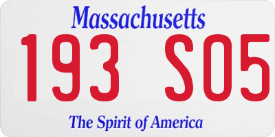 MA license plate 193SO5