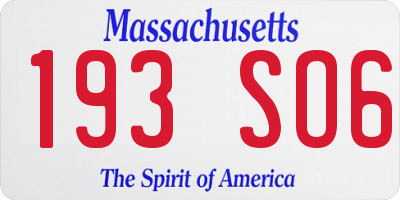 MA license plate 193SO6