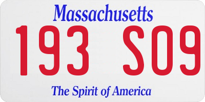 MA license plate 193SO9