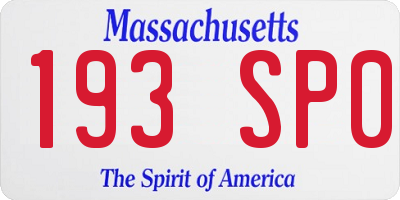 MA license plate 193SP0