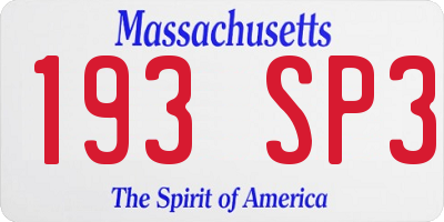 MA license plate 193SP3