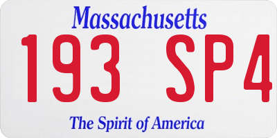 MA license plate 193SP4