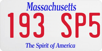 MA license plate 193SP5