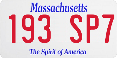 MA license plate 193SP7