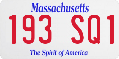 MA license plate 193SQ1