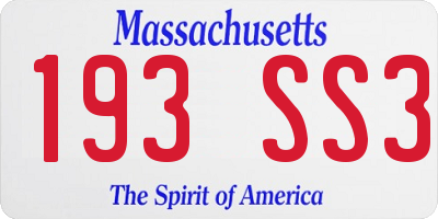 MA license plate 193SS3