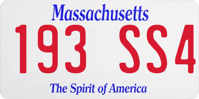 MA license plate 193SS4