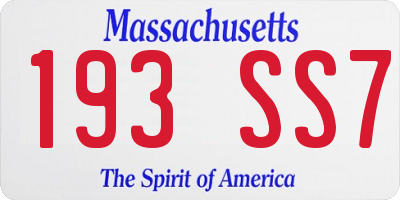 MA license plate 193SS7