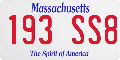 MA license plate 193SS8