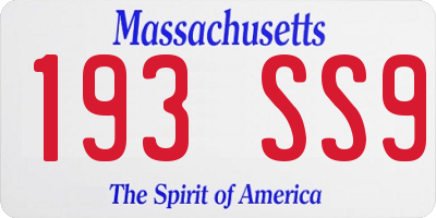 MA license plate 193SS9