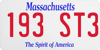 MA license plate 193ST3