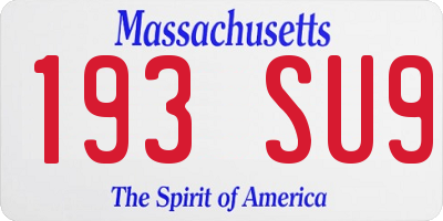 MA license plate 193SU9