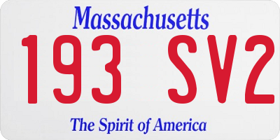 MA license plate 193SV2