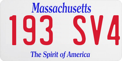 MA license plate 193SV4