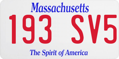 MA license plate 193SV5