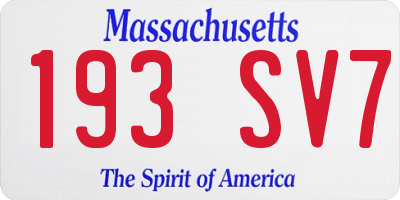 MA license plate 193SV7