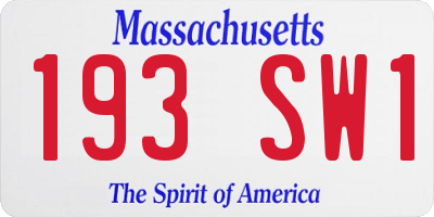 MA license plate 193SW1