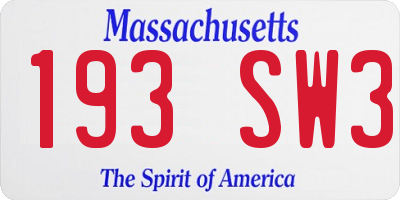 MA license plate 193SW3
