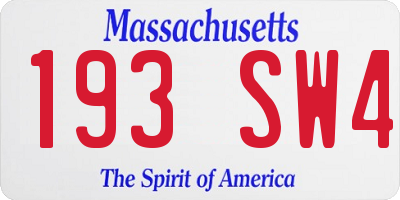 MA license plate 193SW4