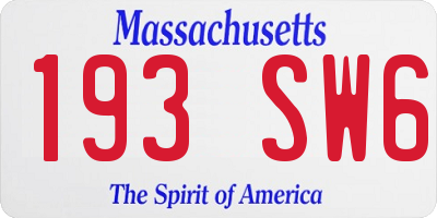 MA license plate 193SW6
