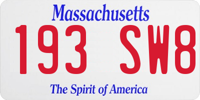 MA license plate 193SW8