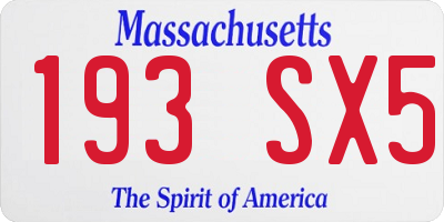 MA license plate 193SX5
