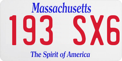 MA license plate 193SX6