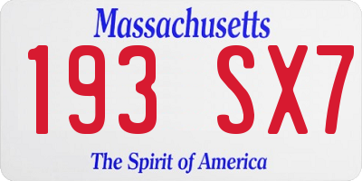 MA license plate 193SX7