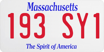 MA license plate 193SY1