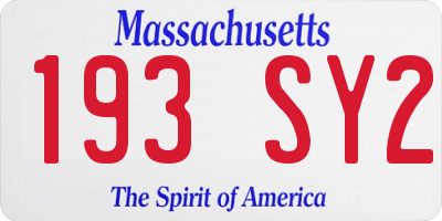 MA license plate 193SY2